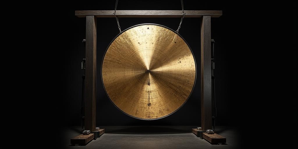 Zbliżenie na złoty gong wibracyjny